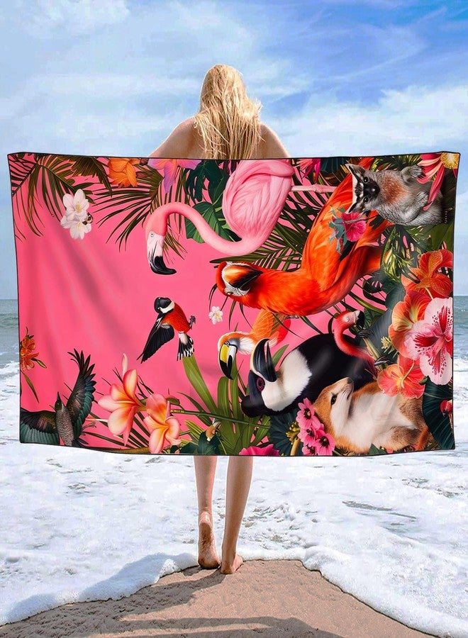 OHTMTHO Tropical Jungle Birds Beach Towel Oversized 36"x72" Quick Dry Microfiber Towels Pool Accessories Cruise Essentials Vacation Gifts Summer Must Haves for Swimming Camping Travel - Image 2